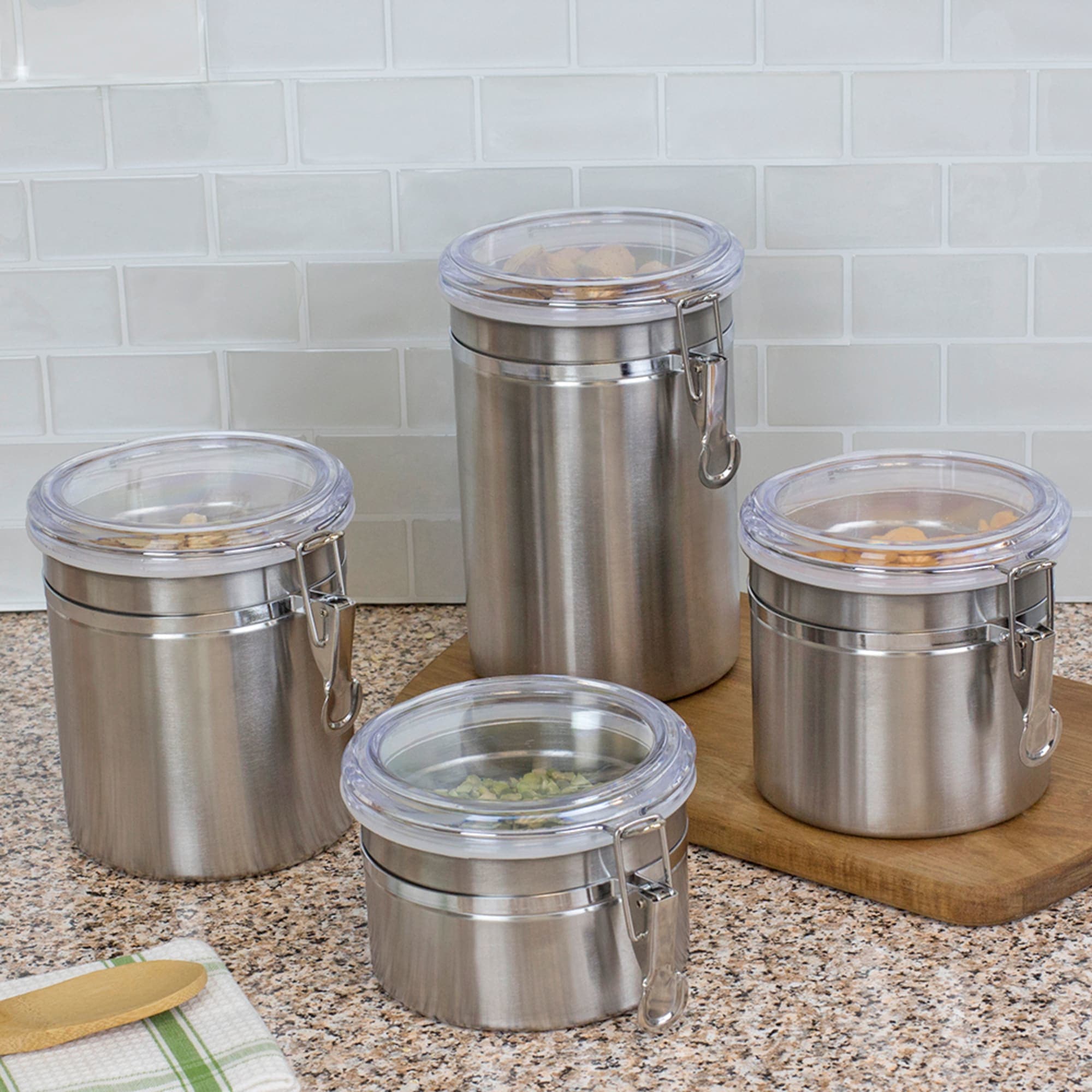 Home Basics 4 Piece Stainless Steel Canister Set $30.00 EACH, CASE PACK OF 6