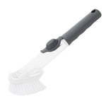 Load image into Gallery viewer, Home Basics Soap Dispensing Plastic Dish Brush with No Slip Grip Handle, Grey $3.00 EACH, CASE PACK OF 24
