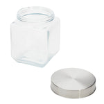 Load image into Gallery viewer, Home Basics 40 oz. Square Glass Canister with Brushed Stainless Steel Screw-on Lid Clear $2.50 EACH, CASE PACK OF 24
