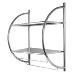 Load image into Gallery viewer, Home Basics 2 Tier Wall Mounting Chrome Plated Steel Bathroom Shelf with Towel Bar $20.00 EACH, CASE PACK OF 6
