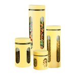 Load image into Gallery viewer, Home Basics 4 Piece Stainless Steel Canisters with Multiple Peek-Through Windows, Yellow $15.00 EACH, CASE PACK OF 4
