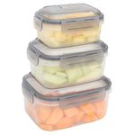 Load image into Gallery viewer, Home Basics Locking Rectangle Food Storage Containers with Grey Steam Vented Lids, (Set of 3) $6.00 EACH, CASE PACK OF 12
