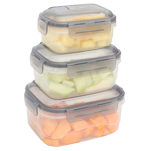 Home Basics Locking Rectangle Food Storage Containers with Grey Steam Vented Lids, (Set of 3) $6.00 EACH, CASE PACK OF 12