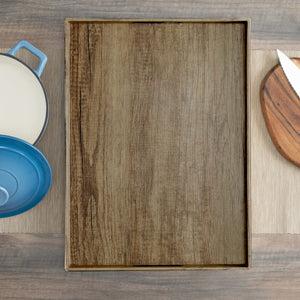 Home Basics Wood-Like Rustic Serving Tray with Cut-Out Handles, Brown $12.00 EACH, CASE PACK OF 6