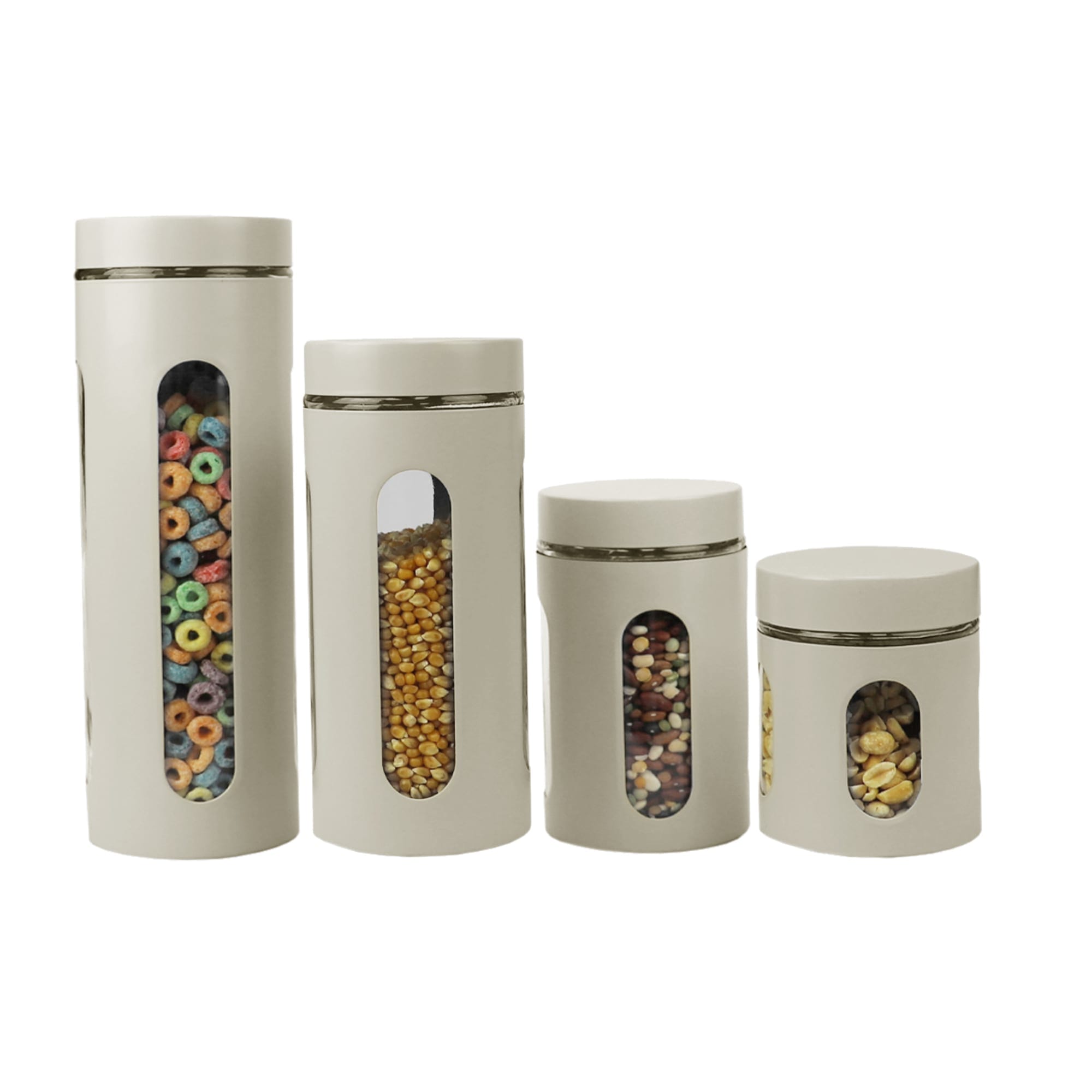 Home Basics 4 Piece Metal Canisters with Multiple Peek-Through Windows, Grey $12.00 EACH, CASE PACK OF 4