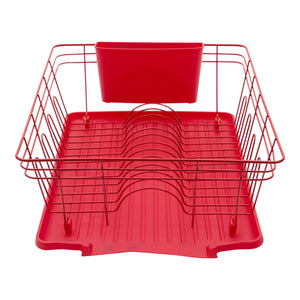 Home Basics 3 Piece Dish Rack, Red $10.00 EACH, CASE PACK OF 6