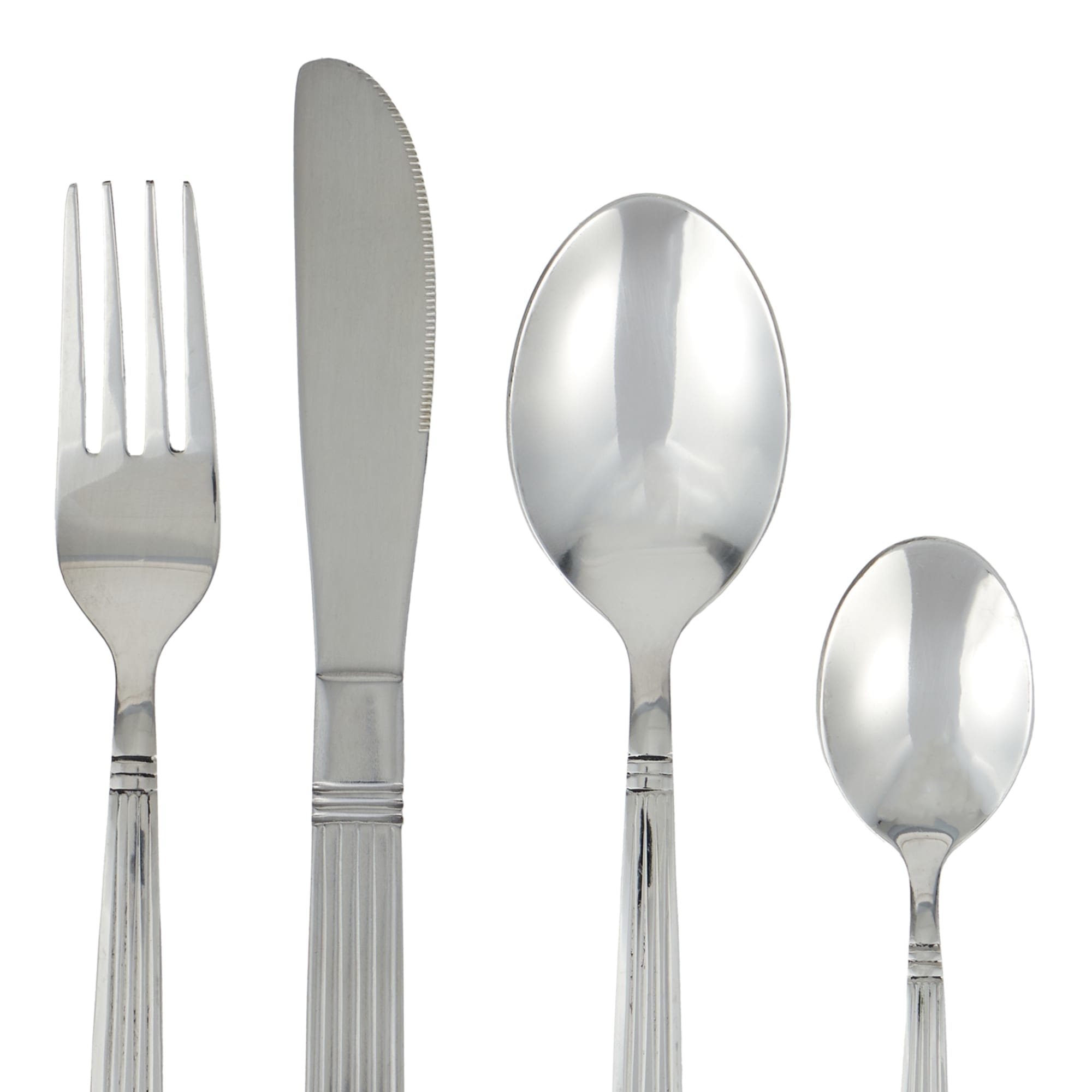16-Piece Stainless Steel Flatware Set - 4 Table Settings, Includes Dinner Forks, Knives, Tablespoons, Teaspoons $8.00 EACH, CASE PACK OF 12