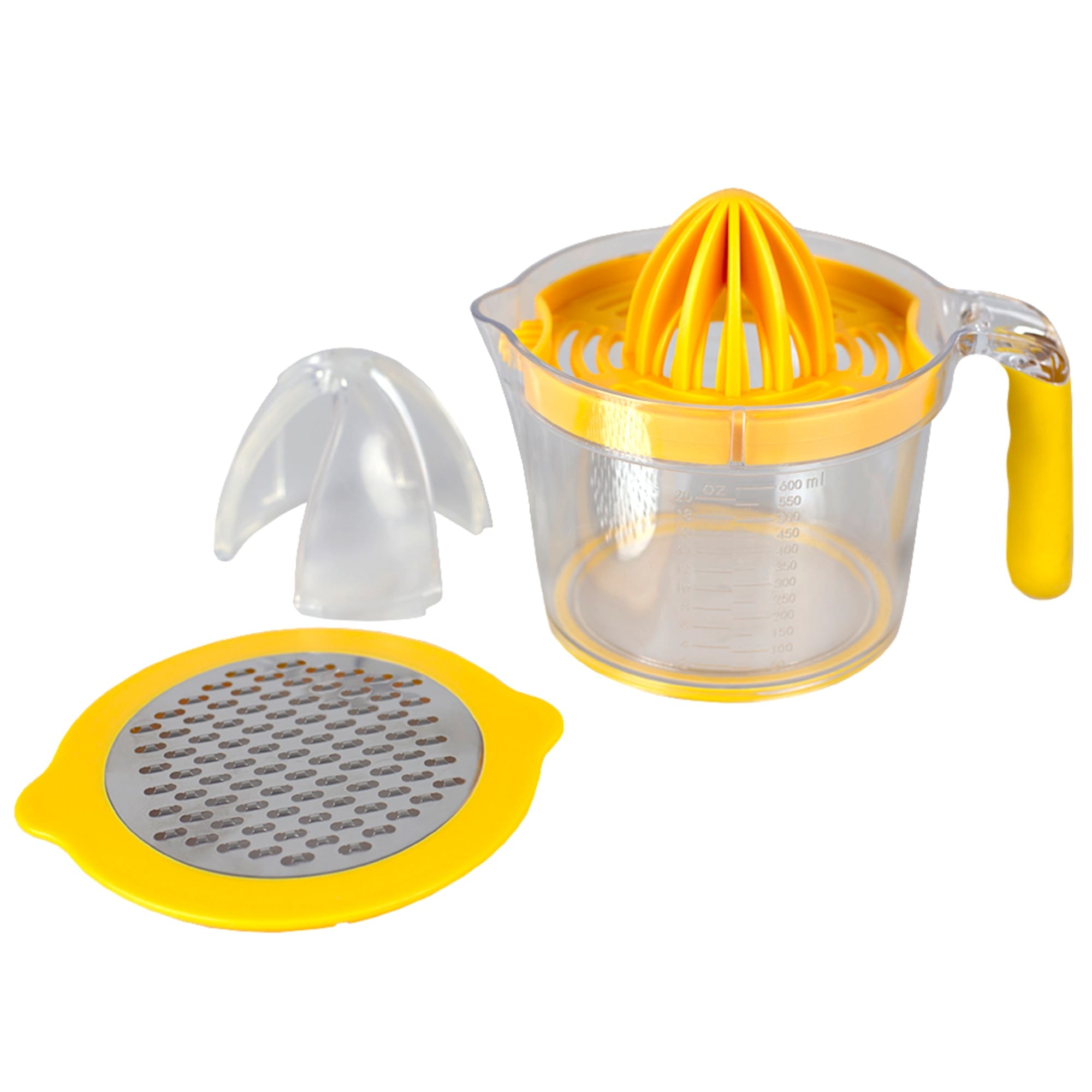 Home Basics 4-in-1  Hand Press Juicer with Built-in Measuring Cup and Egg Separator, Yellow $5.00 EACH, CASE PACK OF 24