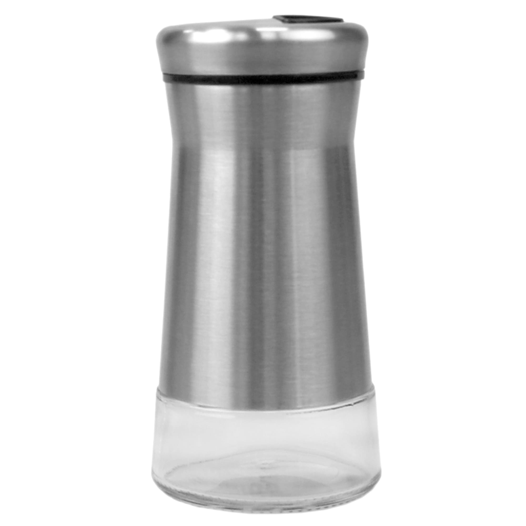 Home Basics Adjustable Pour Hole 4.2 oz. Condiment Shakers with Clear Glass Bottoms, Silver $4.00 EACH, CASE PACK OF 24