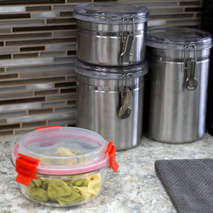 Home Basics Leak Proof  21oz. Round Glass Food Storage Container With Plastic Lid, Red $5.00 EACH, CASE PACK OF 12