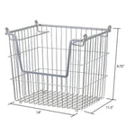 Load image into Gallery viewer, Home Basics Steel Wire Large Stackable Basket with Handles, Grey $10.00 EACH, CASE PACK OF 12
