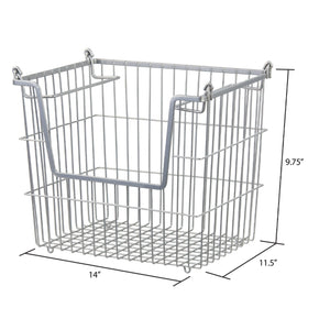 Home Basics Steel Wire Large Stackable Basket with Handles, Grey $10.00 EACH, CASE PACK OF 12