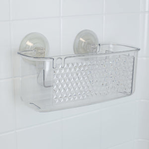 Home Basics Large Cubic Patterned Plastic Shower Caddy with Suction Cups, Clear $4 EACH, CASE PACK OF 24