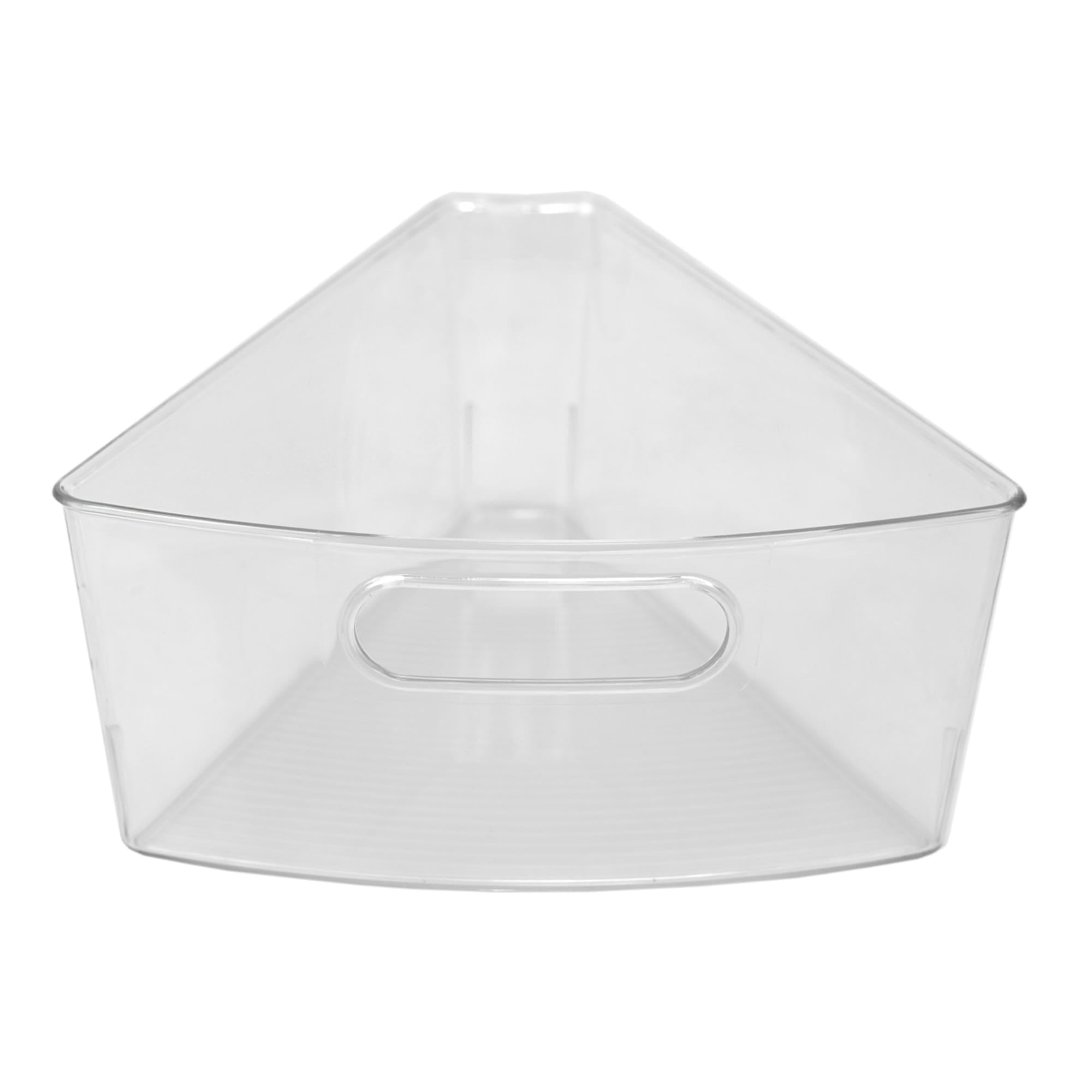 Home Basics Heavy Duty Plastic Lazy Susan Storage Organizing Bin with Front Cut-Out Handle, Clear $4.00 EACH, CASE PACK OF 12
