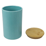 Load image into Gallery viewer, Home Basics Wave Large Ceramic Canister, Turquoise $6.00 EACH, CASE PACK OF 12
