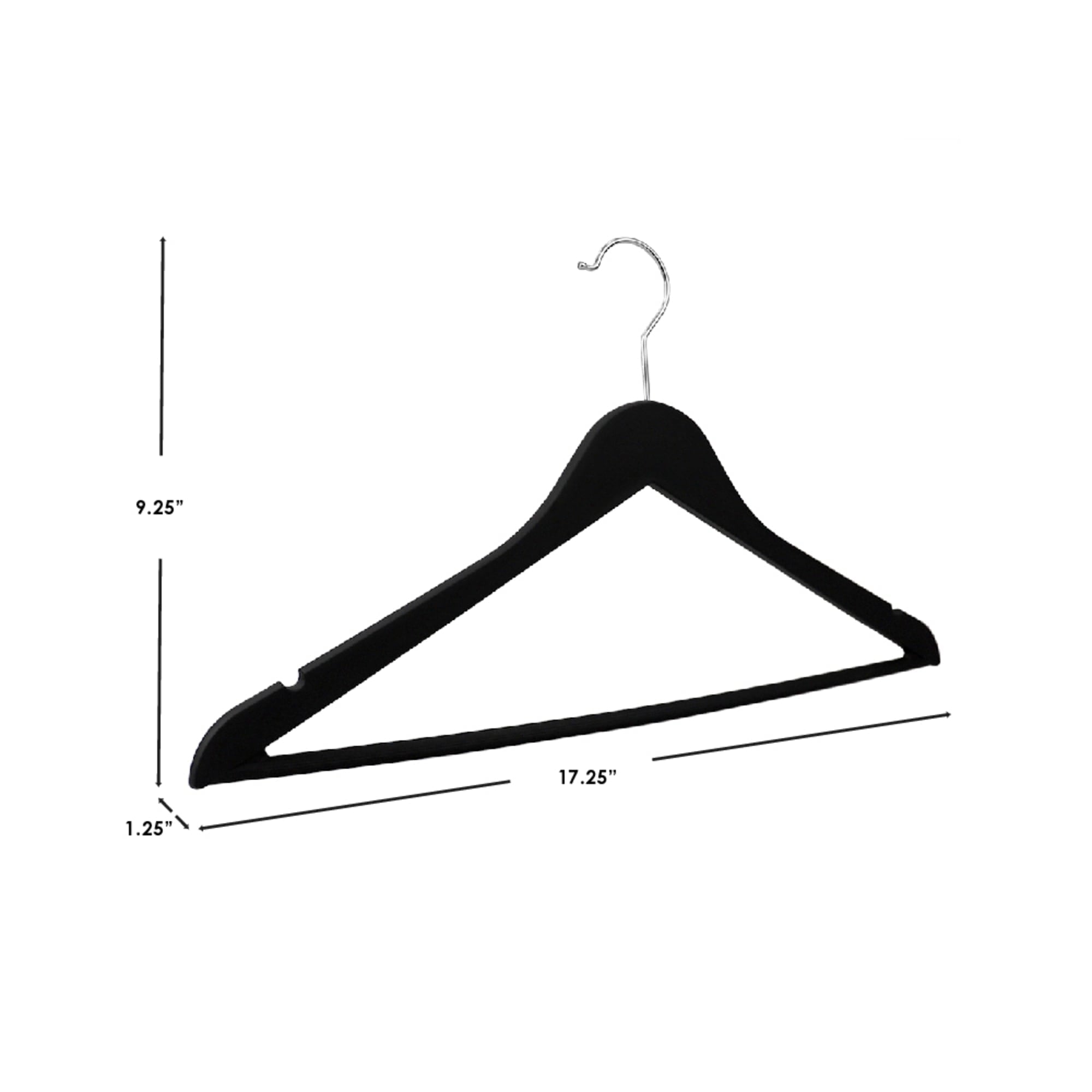 Home Basics 3-Piece Rubberized Plastic Hangers, Black $4.00 EACH, CASE PACK OF 12