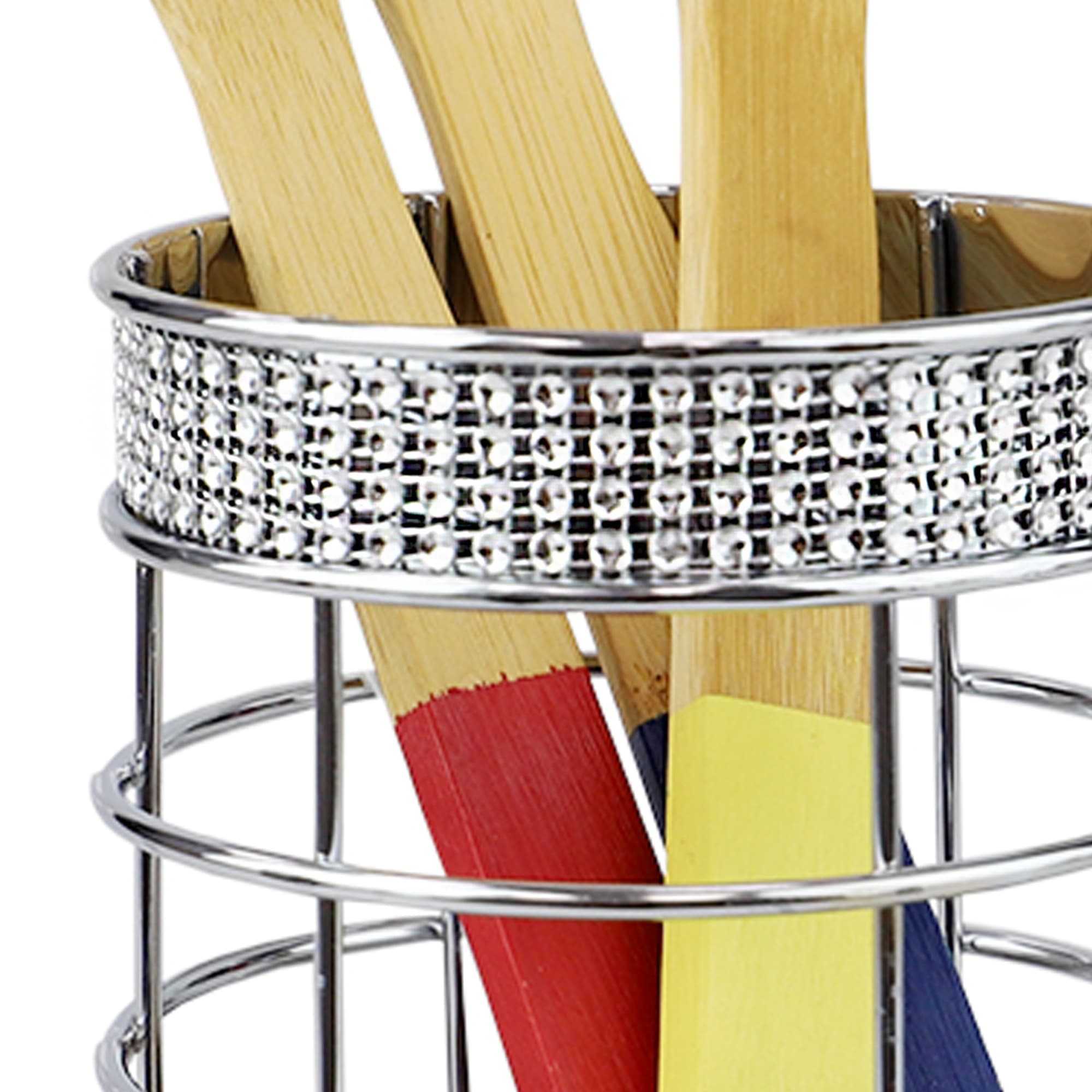 Home Basics Pave Steel Cutlery Holder with Mesh Bottom and Non-Skid Feet, Chrome $4 EACH, CASE PACK OF 12