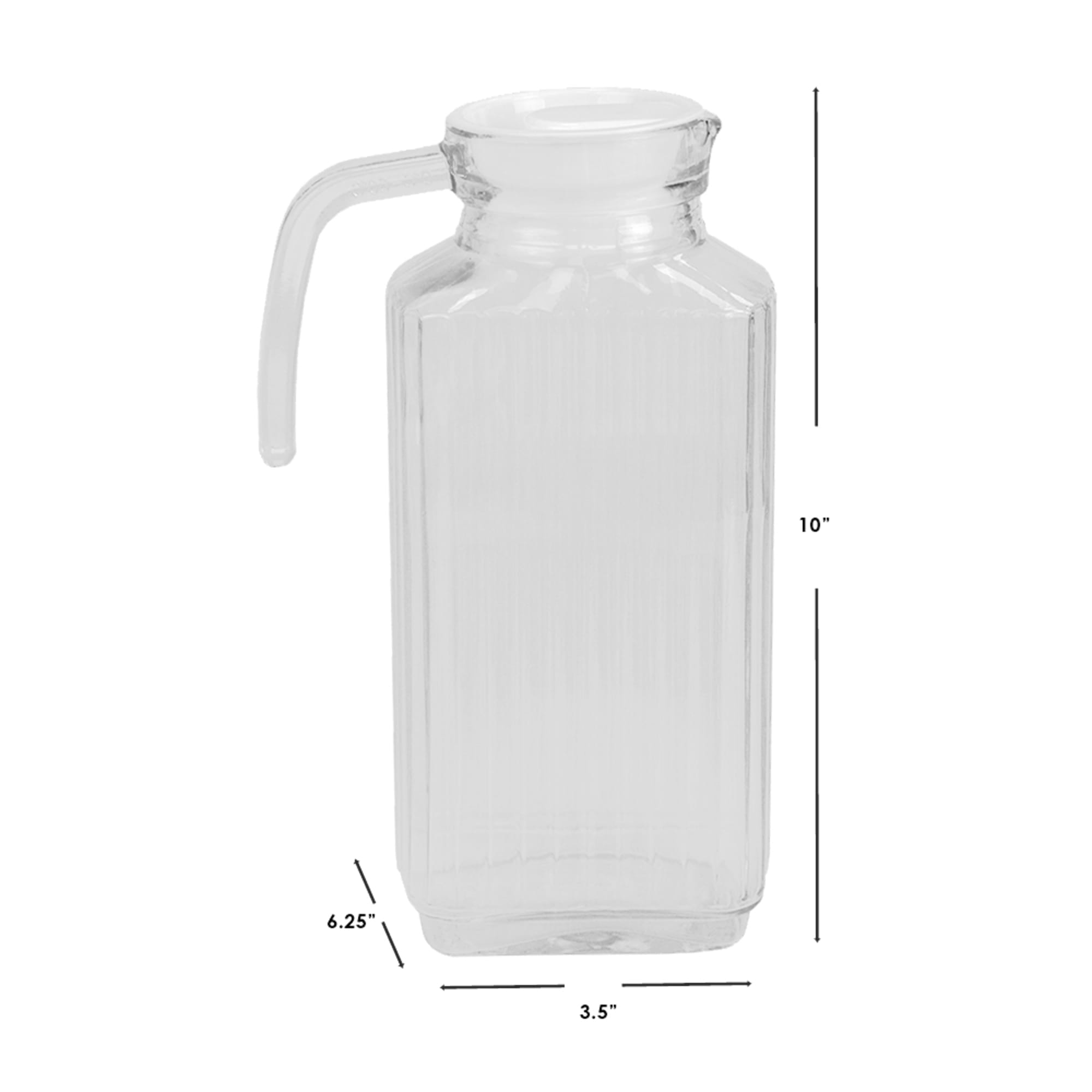 Home Basics Glass 1.8 Lt Decorative Beverage Pitcher with No-Mess Pouring Spout and Solid Grip Handle, Clear $5.00 EACH, CASE PACK OF 12