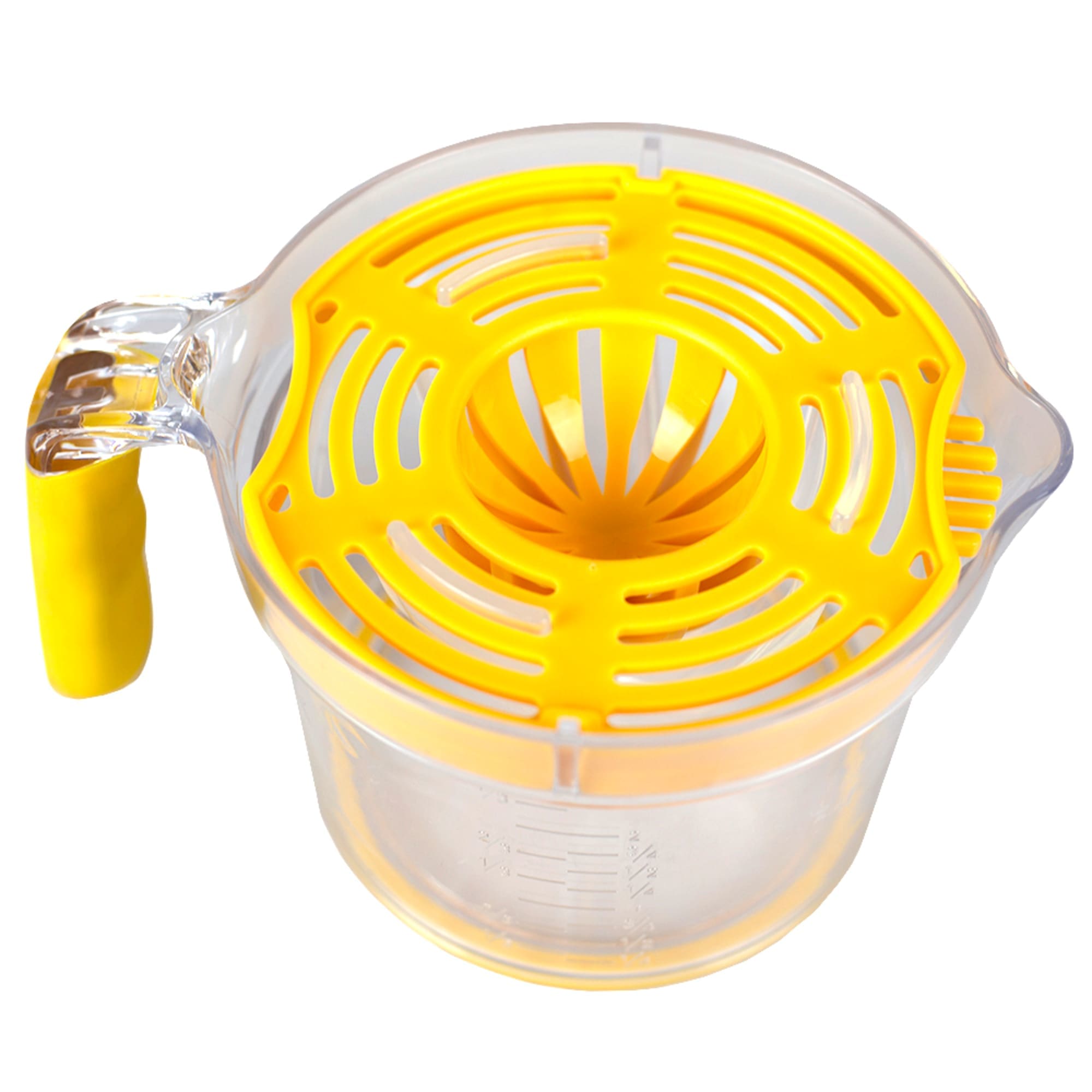 Home Basics 4-in-1  Hand Press Juicer with Built-in Measuring Cup and Egg Separator, Yellow $5.00 EACH, CASE PACK OF 24