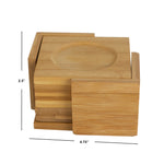 Load image into Gallery viewer, Home Basics Natural Bamboo Square Coasters with Raised Edge, (Set of 6) $6.50 EACH, CASE PACK OF 12
