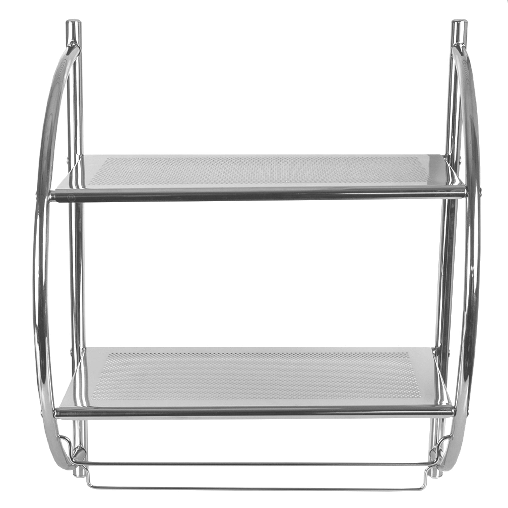 Home Basics 2 Tier Wall Mounting Chrome Plated Steel Bathroom Shelf with Towel Bar $20.00 EACH, CASE PACK OF 6