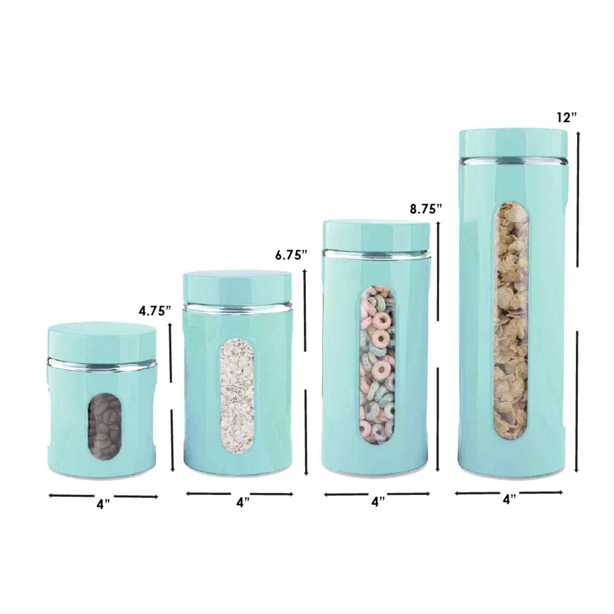 Home Basics 4 Piece Essence Collection Metal Canister Set, Turquoise $12.00 EACH, CASE PACK OF 4