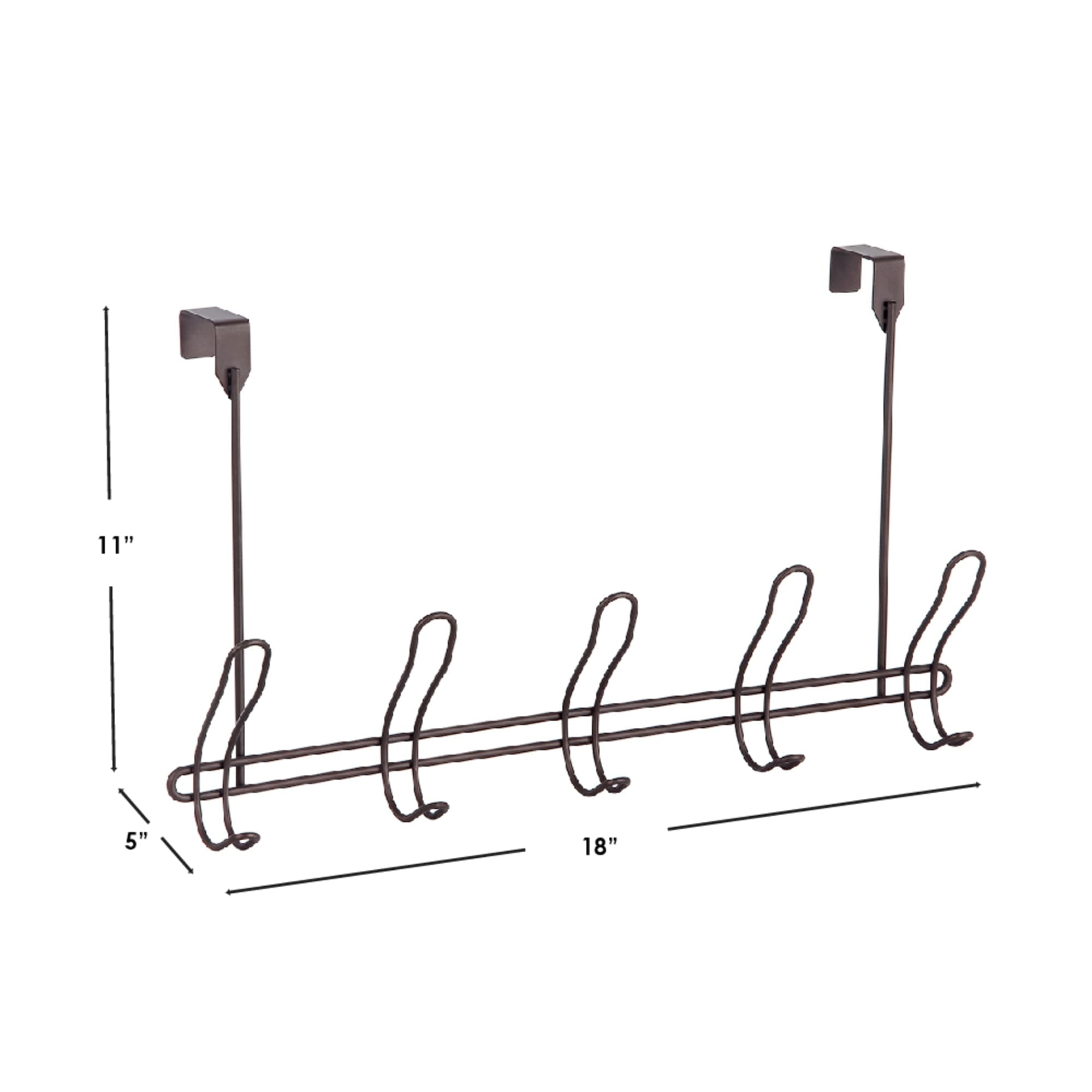 Home Basics Steel 5 Hook Over the Door Hanging Rack, Bronze $4.00 EACH, CASE PACK OF 12