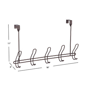 Home Basics Steel 5 Hook Over the Door Hanging Rack, Bronze $4.00 EACH, CASE PACK OF 12