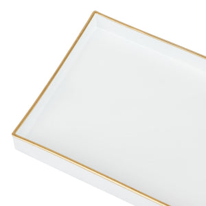 Home Basics White Plastic Vanity Tray with Gold Trim $5.00 EACH, CASE PACK OF 8