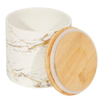 Load image into Gallery viewer, Home Basics Marble Like Small Ceramic Canister with Bamboo Top, White $5.00 EACH, CASE PACK OF 12
