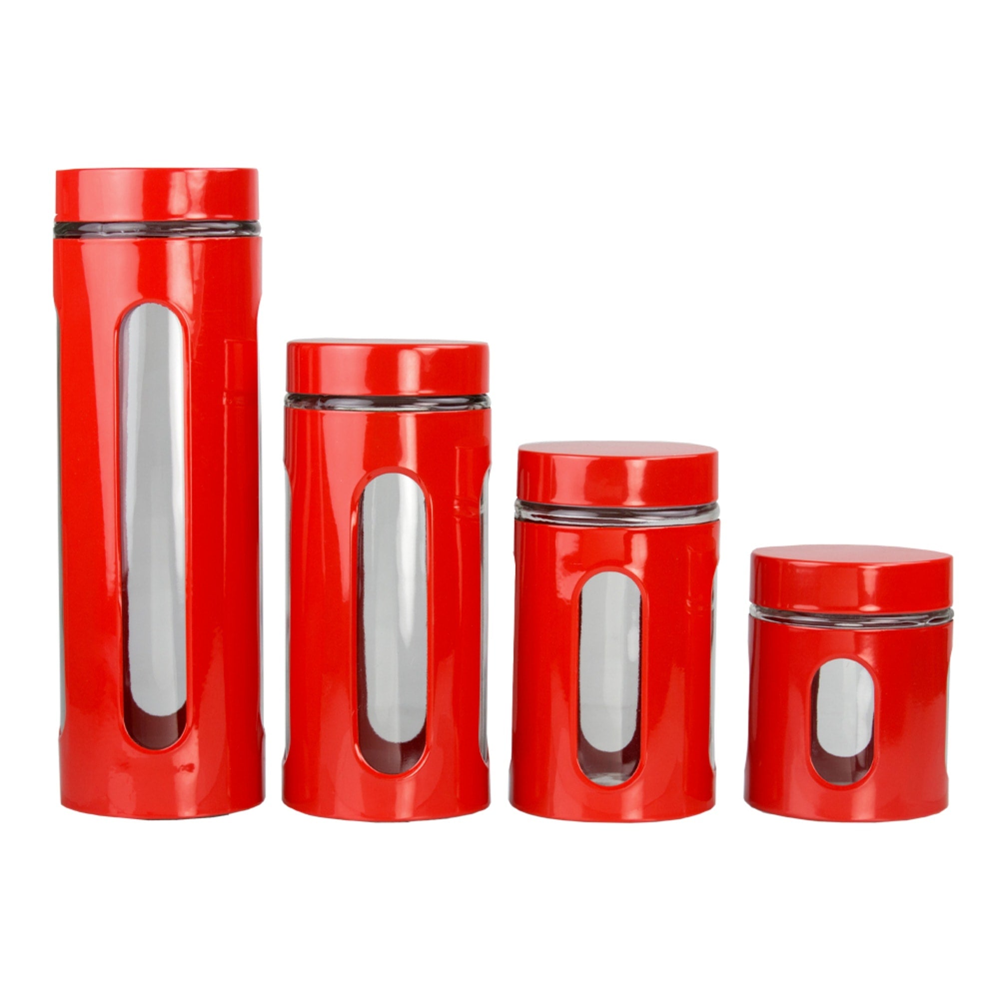 Home Basics 4 Piece Essence Collection Metal Canister Set, Red $12.00 EACH, CASE PACK OF 4