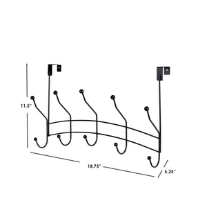 Home Basics Shelby 5 Hook Over the Door Hanging Rack, Black $5.00 EACH, CASE PACK OF 12