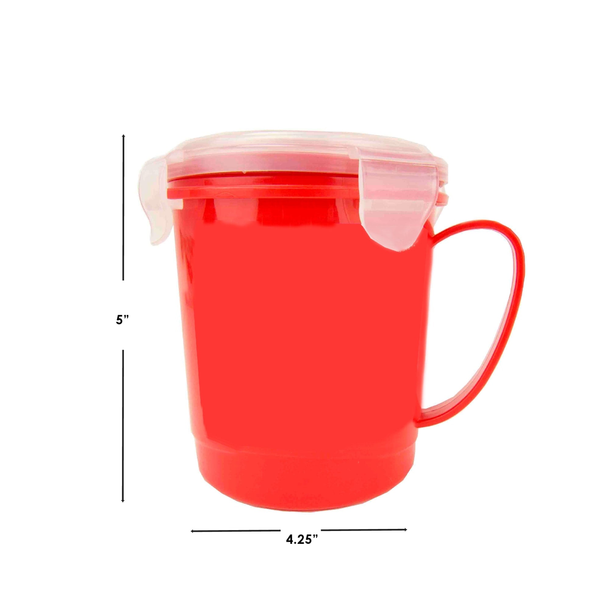 Home Basics 24 oz. Plastic Microwaveable Soup Mug, Red/Clear $2.00 EACH, CASE PACK OF 24