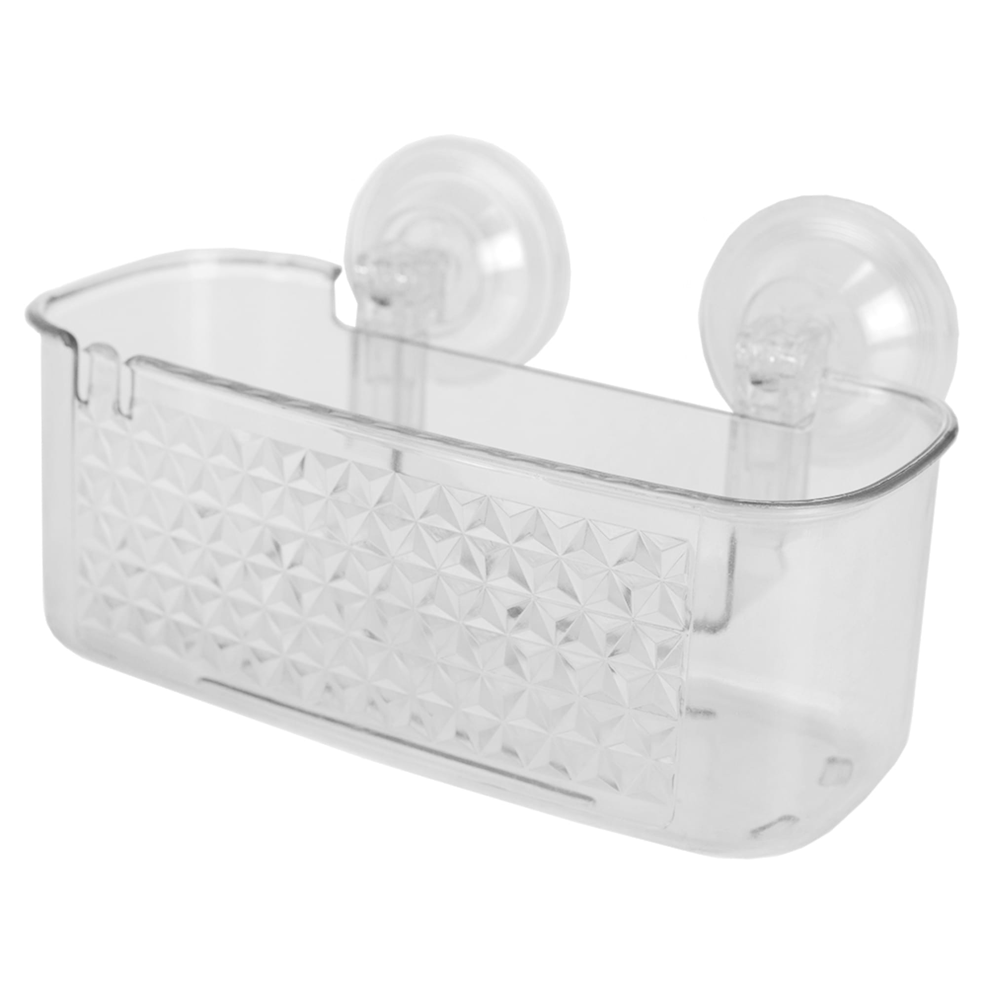 Home Basics Medium Cubic Patterned Plastic Shower Caddy with Suction Cups, Clear $3.00 EACH, CASE PACK OF 24
