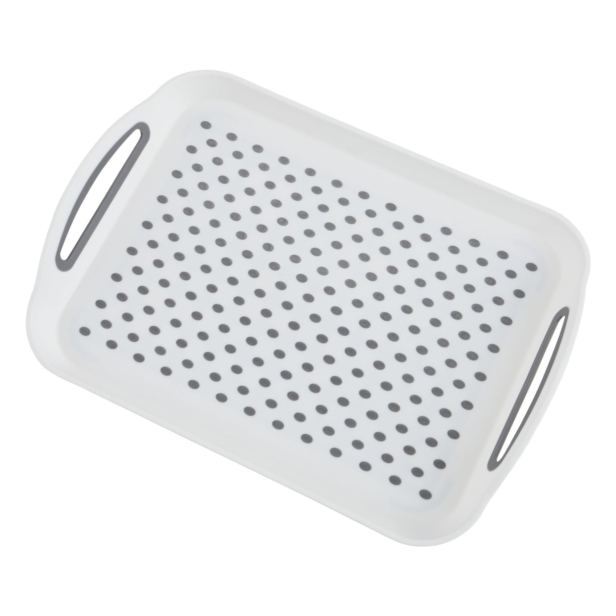 Home Basics Anti-Slip Plastic Serving Tray with Easy Grip Handles, White $3.00 EACH, CASE PACK OF 12