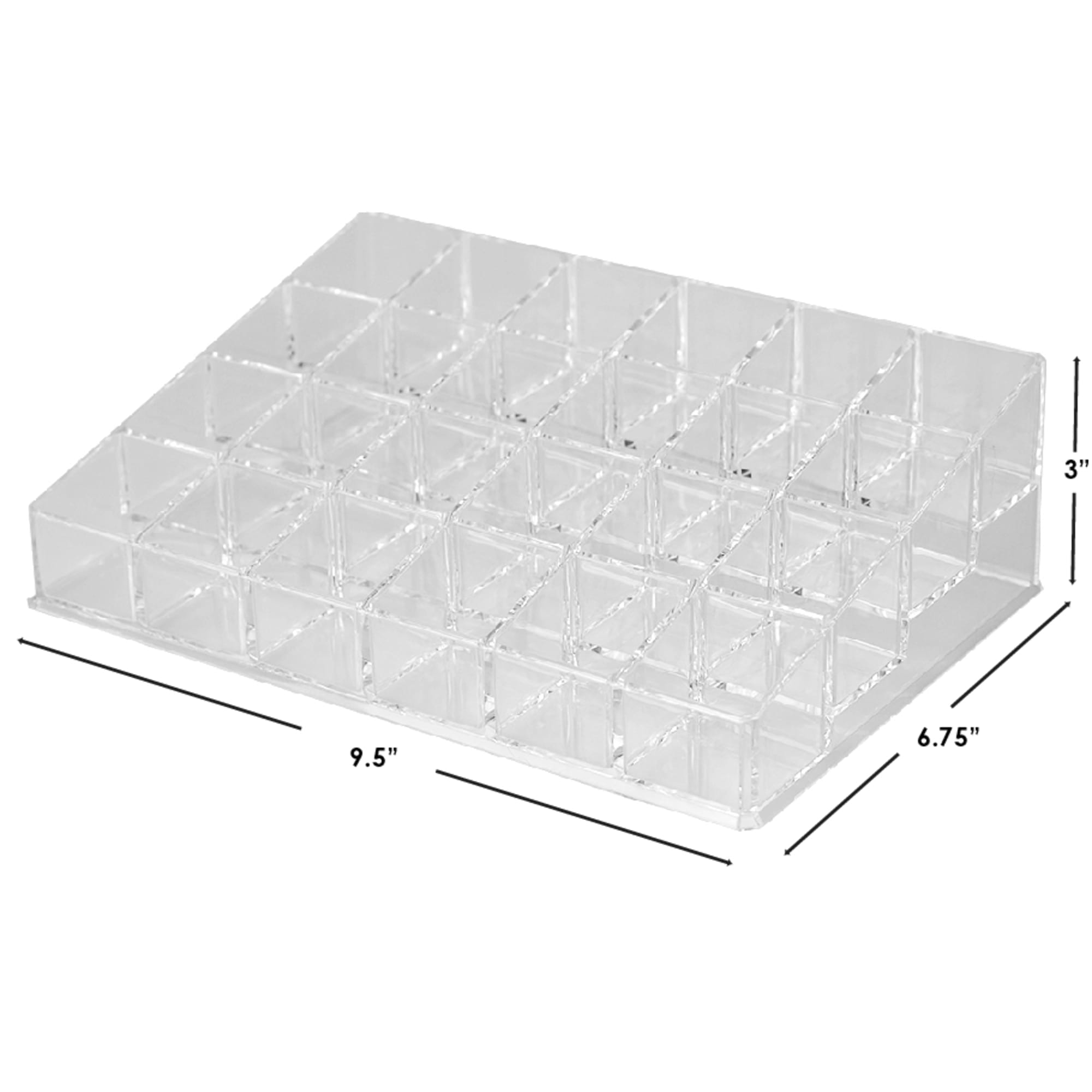 Home Basics 24 Compartment Transparent Plastic Cosmetic Makeup and Nail Polish Storage Organizer Holder, Clear $5.00 EACH, CASE PACK OF 12