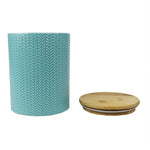 Load image into Gallery viewer, Home Basics Wave Medium Ceramic Canister, Turquoise $5.00 EACH, CASE PACK OF 12
