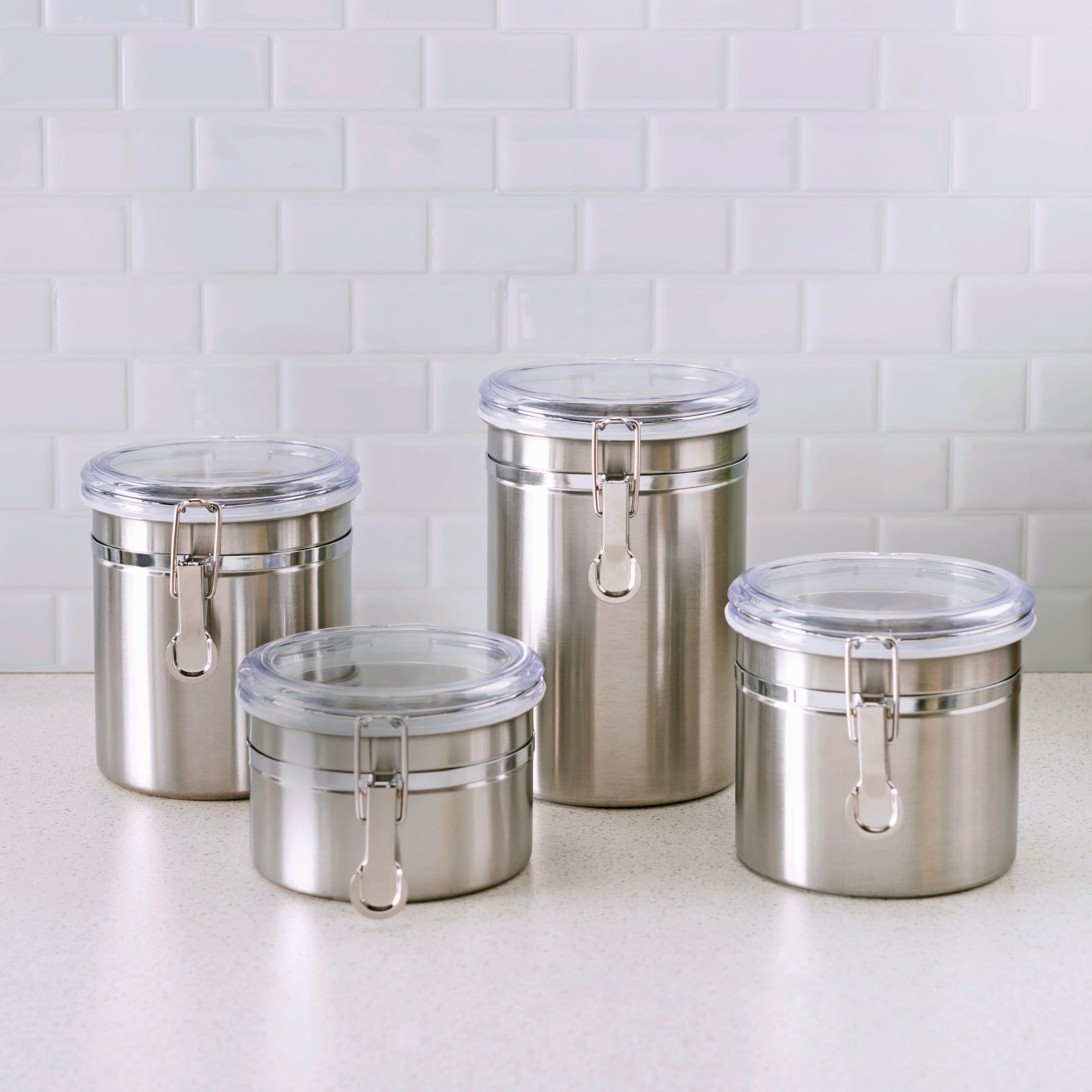 Home Basics 4 Piece Stainless Steel Canister Set $30.00 EACH, CASE PACK OF 6