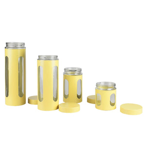 Home Basics 4 Piece Stainless Steel Canisters with Multiple Peek-Through Windows, Yellow $12.00 EACH, CASE PACK OF 4