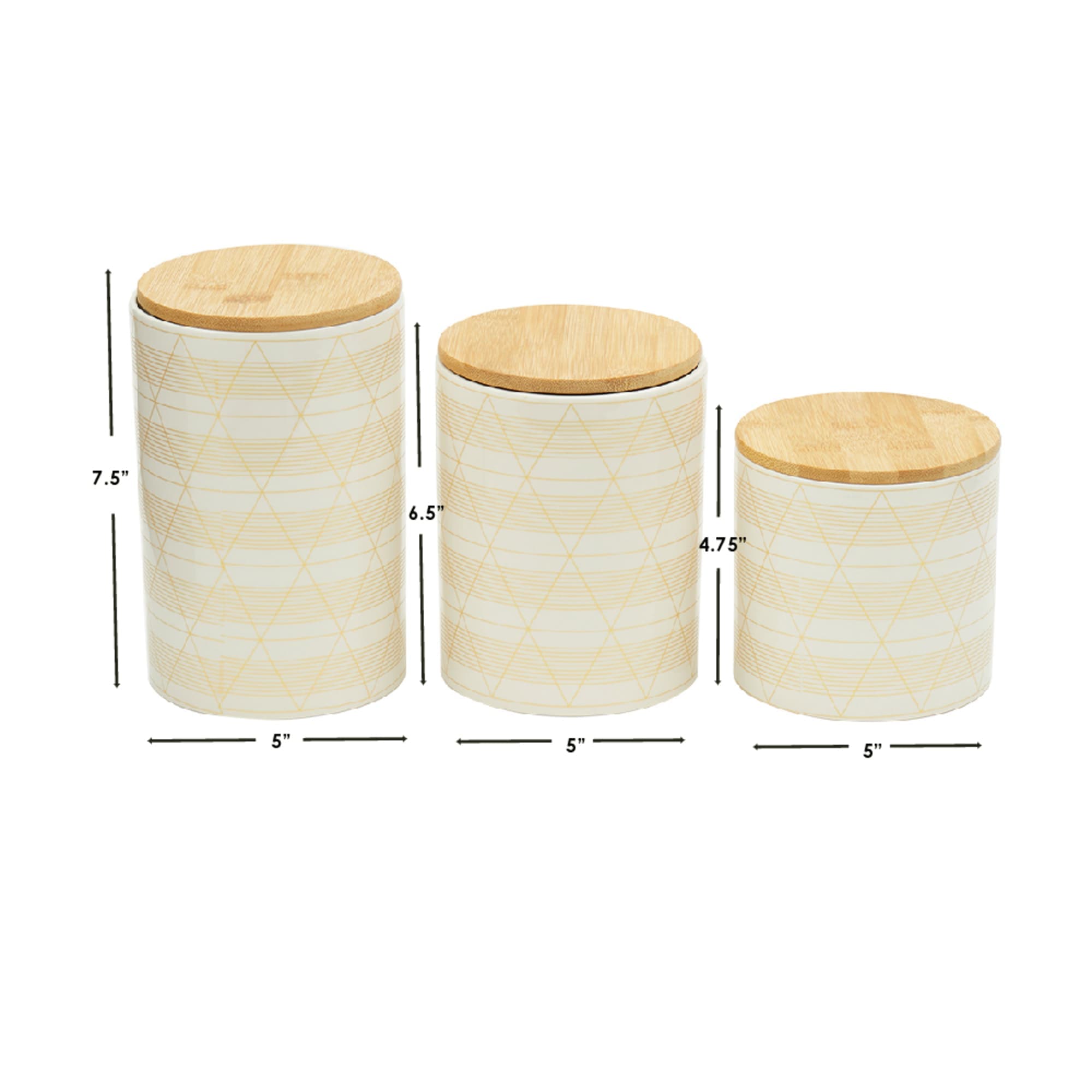 Home Basics Diamond Stripe 3 Piece Ceramic Canister Set with Bamboo Top, White $20.00 EACH, CASE PACK OF 3