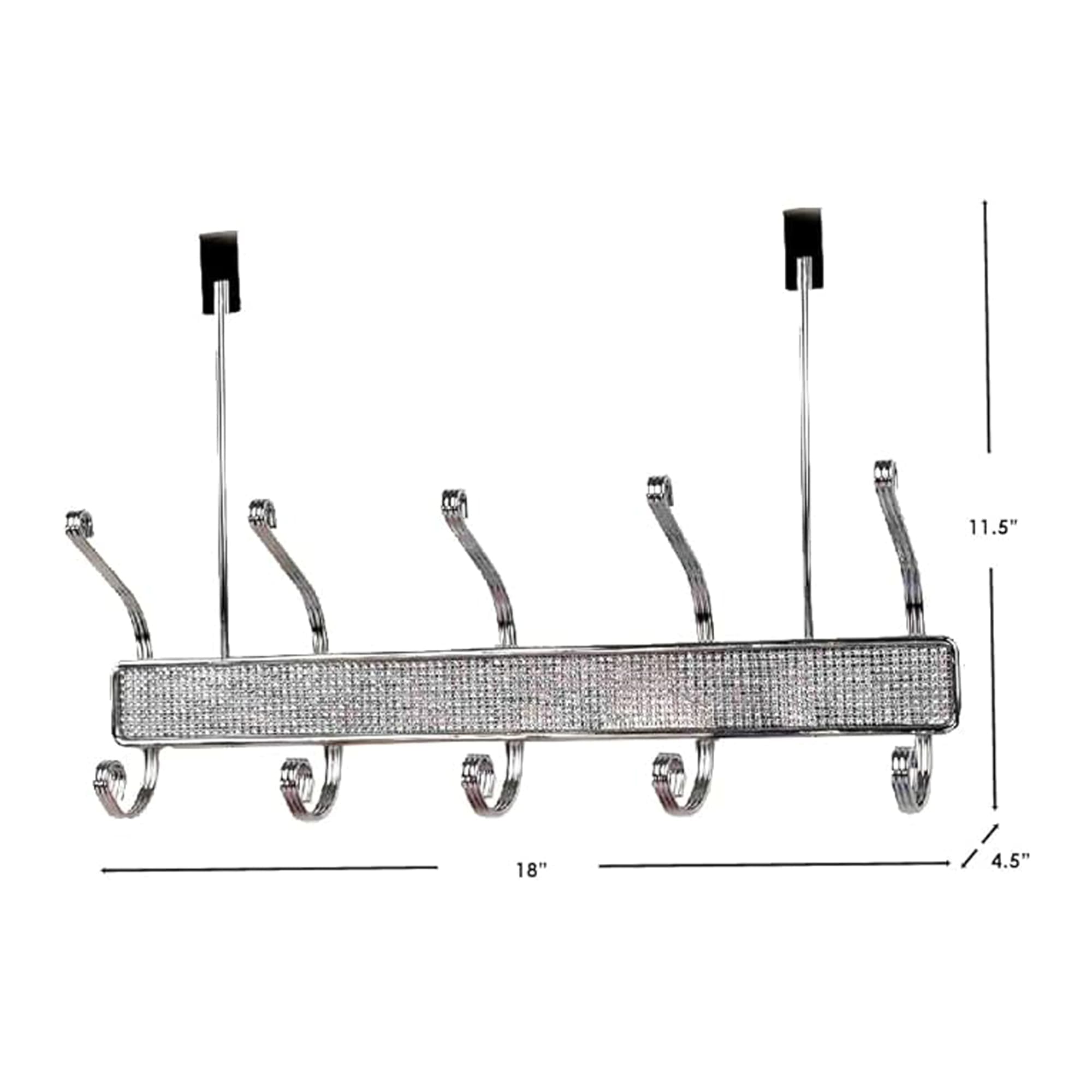 Home Basics Chrome 5 Hook Over the Door Hanging Rack, Diamonds $6.00 EACH, CASE PACK OF 12