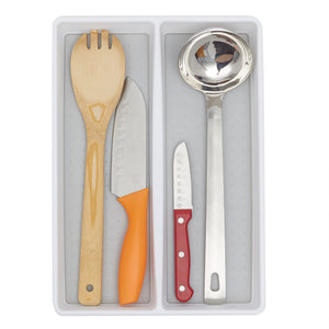 Home Basics 2 Compartment Rubber Lined Plastic Utensil Tray, White $3.00 EACH, CASE PACK OF 12