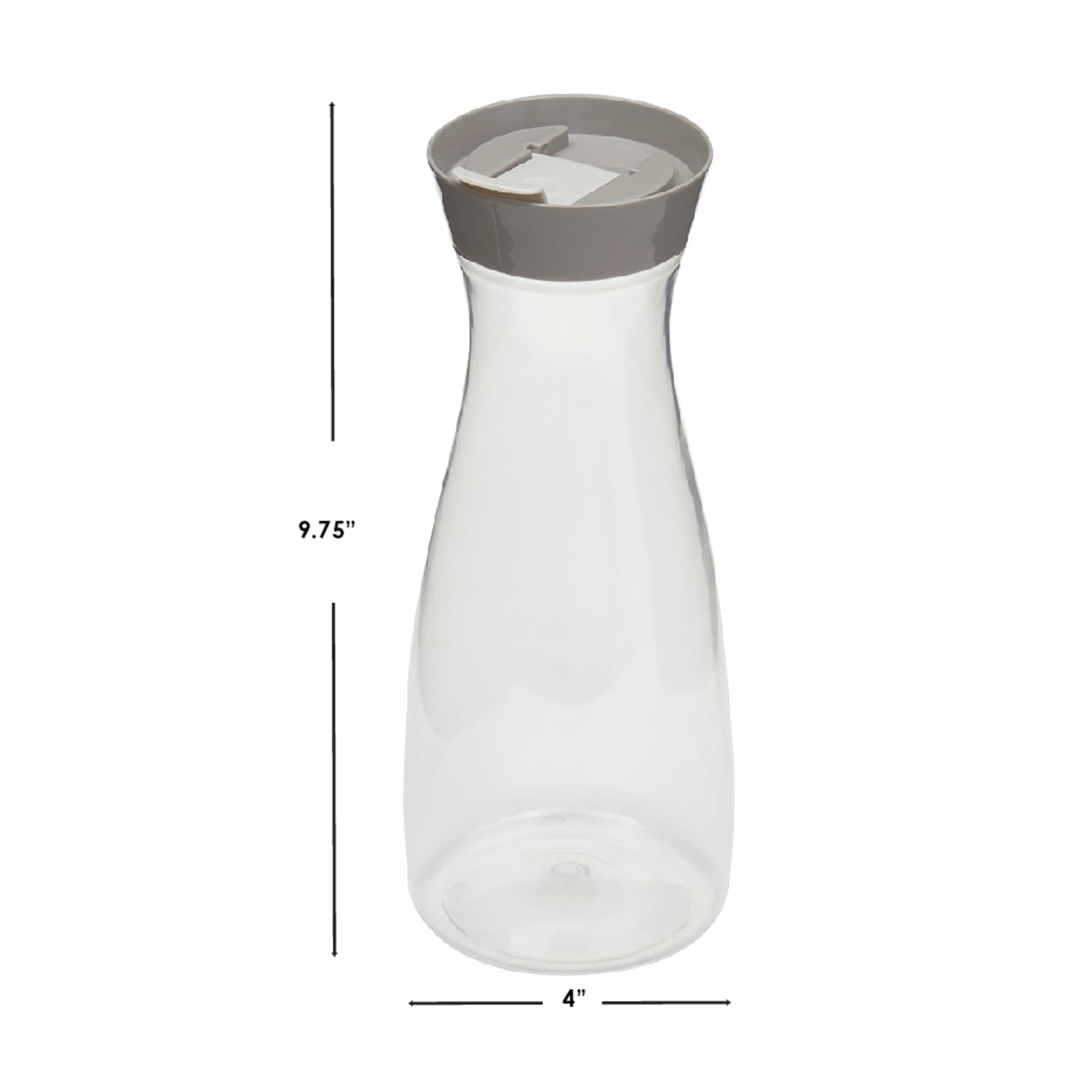 Home Basics 1 Liter Plastic Juice Carafe with Flip Top Grey Lid, Clear $3.00 EACH, CASE PACK OF 12