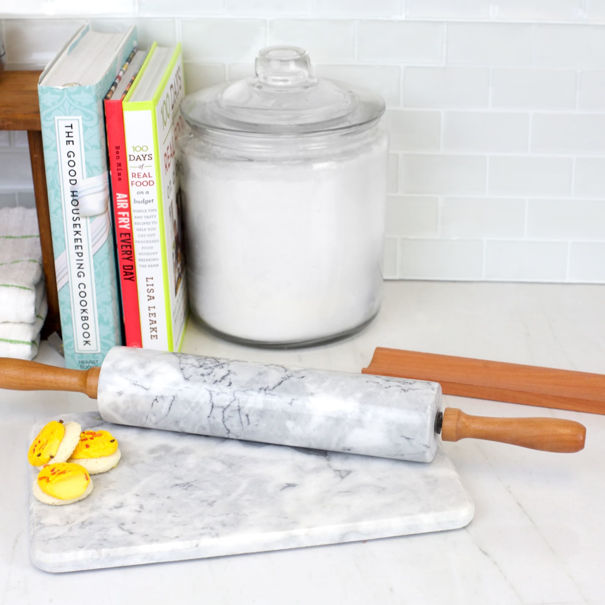 Home Basics Marble Rolling Pin with Easy Grip Handles and Display Stand, White $12.00 EACH, CASE PACK OF 6