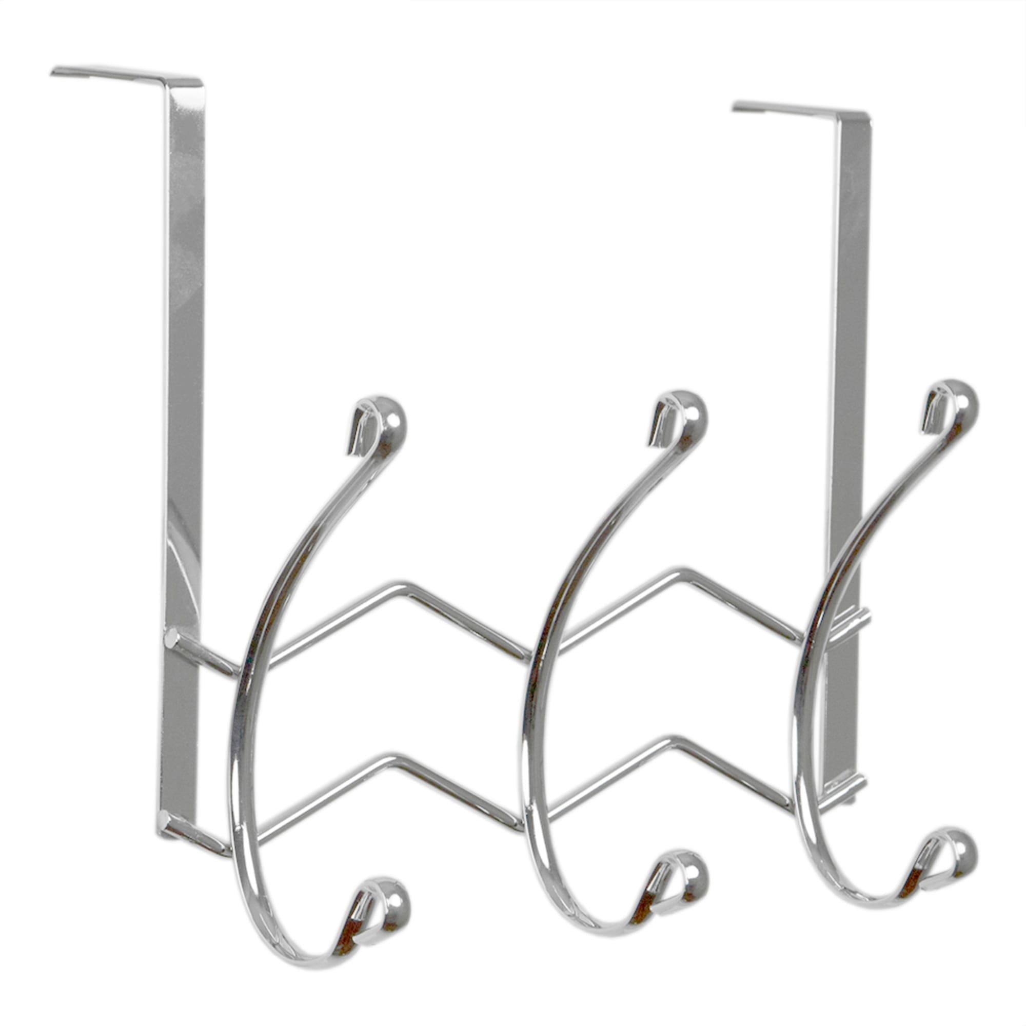 Home Basics Chevron 3 Dual Hook Over the Door Organizing Rack, Chrome $5.00 EACH, CASE PACK OF 12