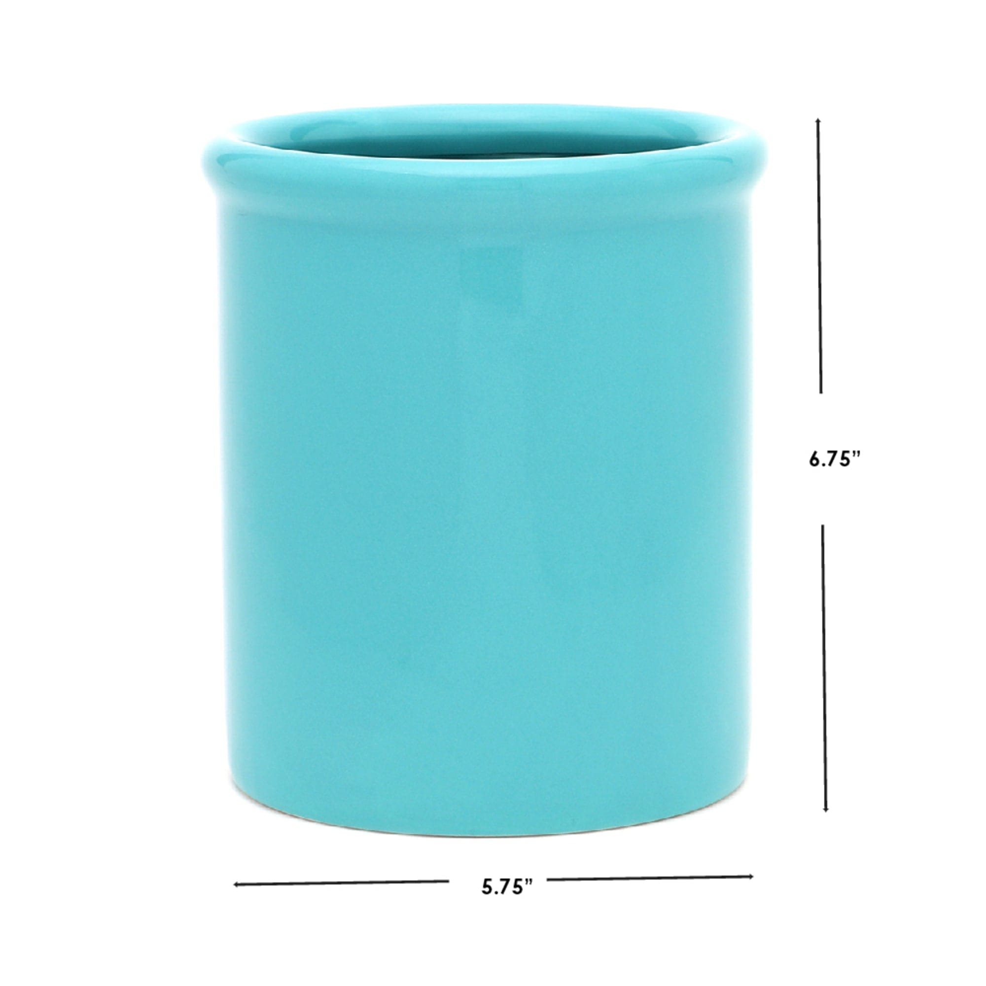 Home Basics Glazed Ceramic Utensil Crock, Turquoise $6.00 EACH, CASE PACK OF 6