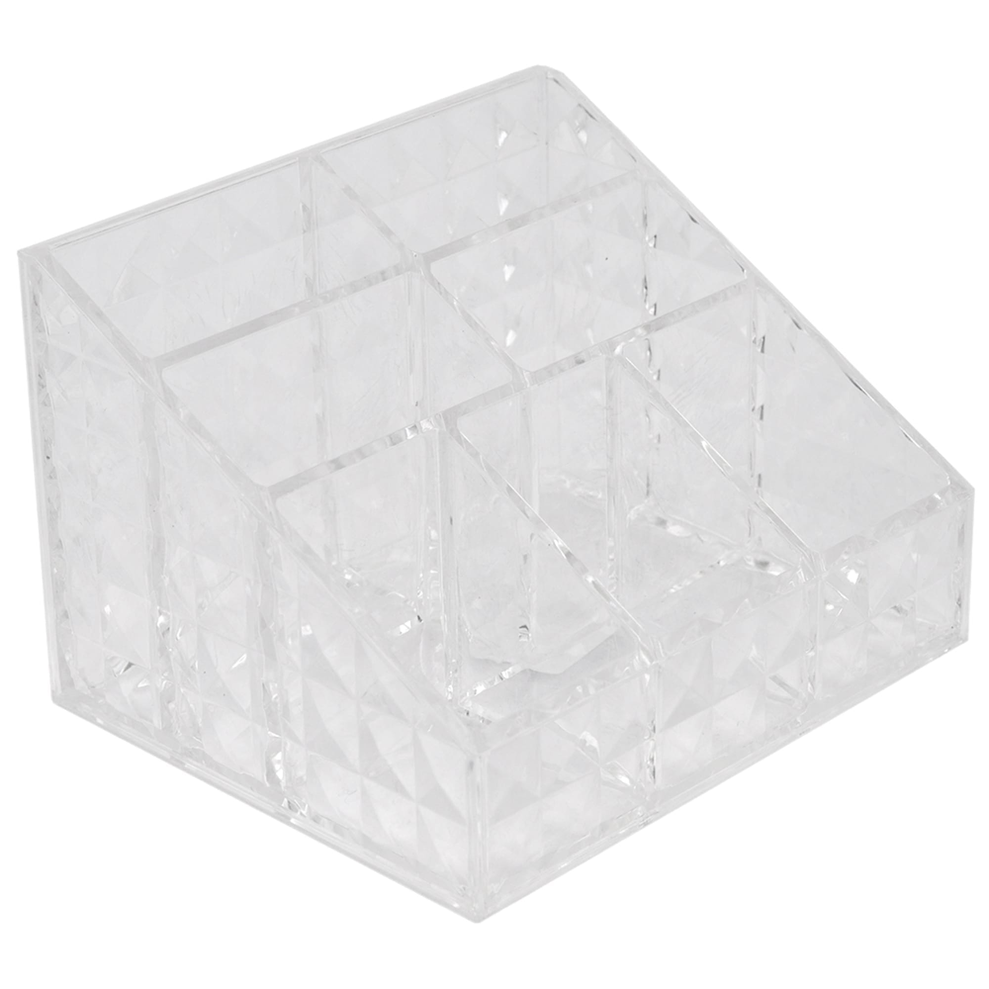 Home Basics Square Pyramid Patterned Shatter-Resistant Plastic 7 Compartment Cosmetic Organizer, Clear $4.00 EACH, CASE PACK OF 12