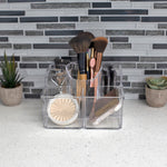 Load image into Gallery viewer, Home Basics 4 Divided Compartment Extra Large Capacity Makeup Cosmetic Holder Storage Organizer, Clear $6.00 EACH, CASE PACK OF 12
