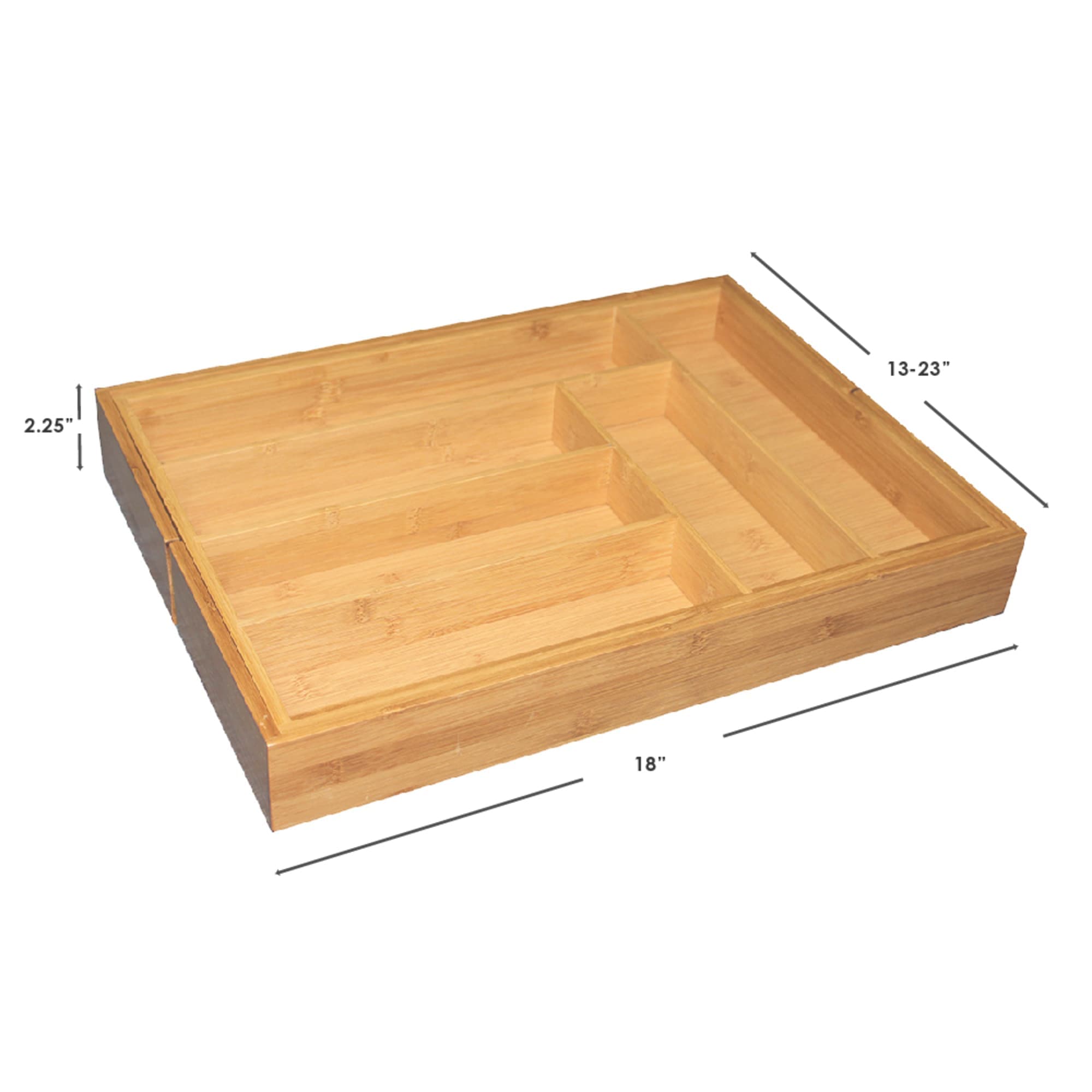 Home Basics Expandable 8 Compartment Bamboo Cutlery Tray, Natural $15.00 EACH, CASE PACK OF 6