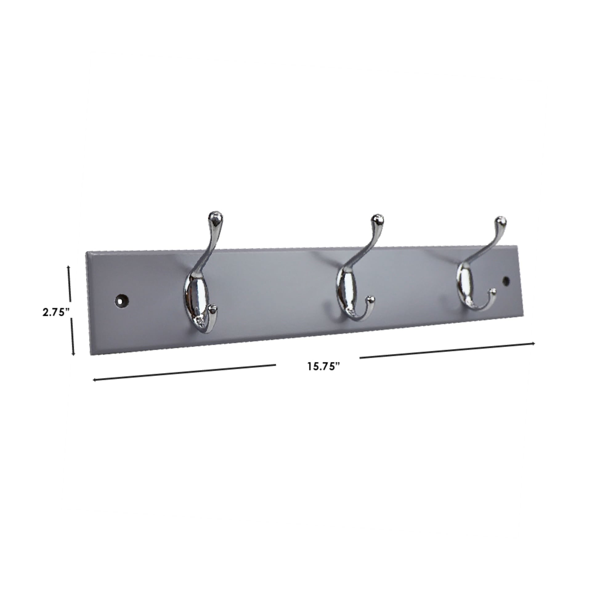 Home Basics 3 Double Hook Wall Mounted Hanging Rack, Grey $8.00 EACH, CASE PACK OF 12